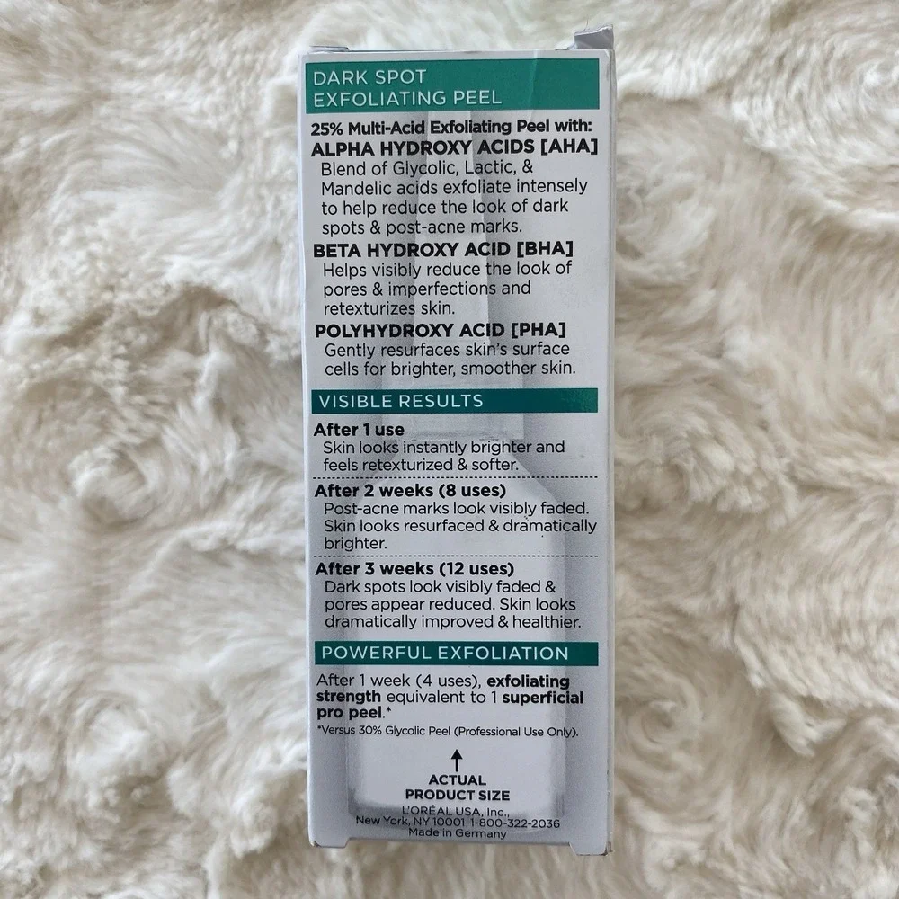 L'Oreal Bright Reveal Dark Spot Exfoliant Peel .84 oz‎ 25% AHA+BHA+PHA